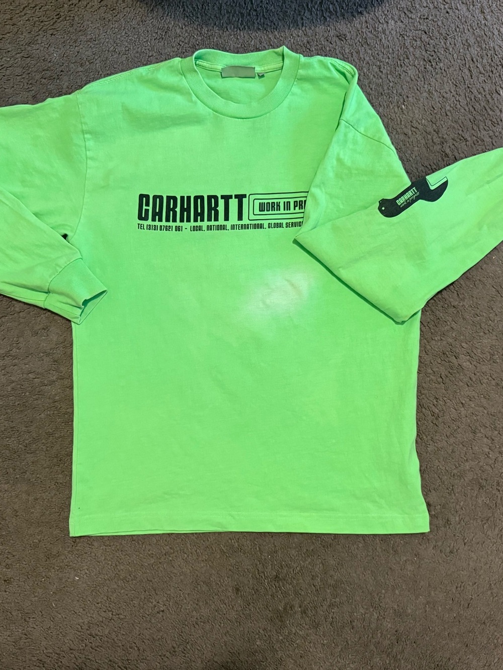 Carhartt LUMO Lime Green Long Sleeve Logo Tee